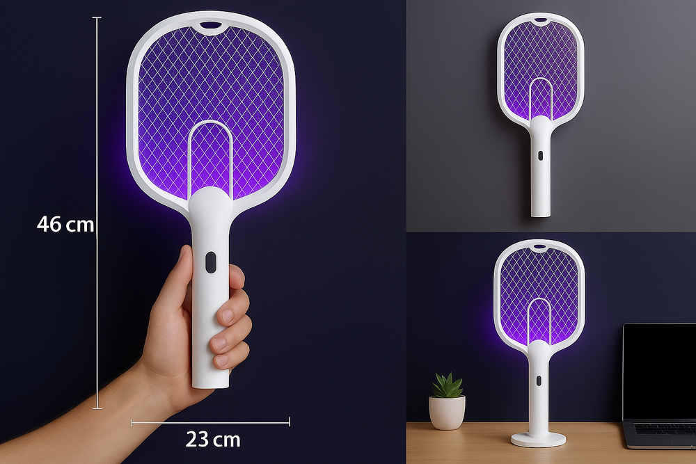 Raquette Anti-Moustiques 3‑en‑1 (Lampe & Support) | راكيت حماية 3 في 1 ضد الناموس - image 3